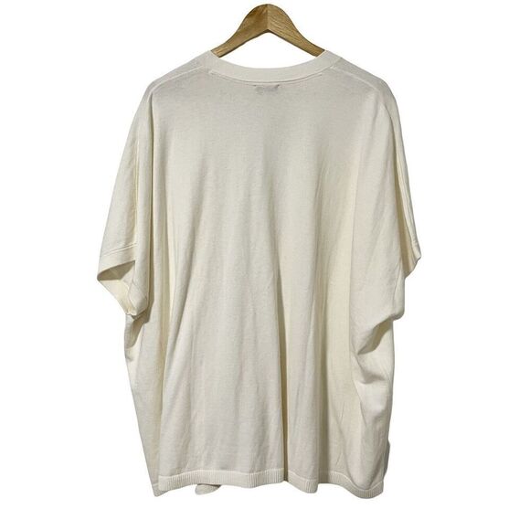 J.Jill Dolman Short Sleeve Knit Cardigan Size L Ivory Oversized Lagenlook Boxy - Picture 2 of 8